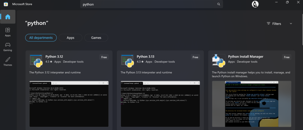 python microsoft store